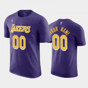 Men #00 Los Angeles Lakers Custom 2020-21 Statement Purple T-Shirt 184471-307