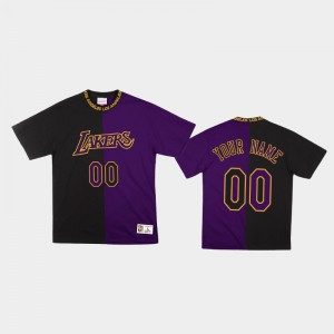 Mens #00 Split Color Custom Two-Tone Classic Purple Black Los Angeles Lakers T-Shirt 222090-692