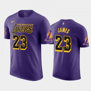 Mens LeBron James #23 City Los Angeles Lakers 2018-19 Purple T-Shirt 402301-432