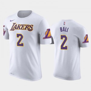 Men Lonzo Ball #2 Association White 2019 Season T-shirt Los Angeles Lakers T-Shirts 749264-534