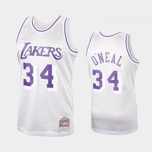 Mens Shaquille O'Neal #34 Los Angeles Lakers Hardwood Classics Platinum Jersey 469160-747