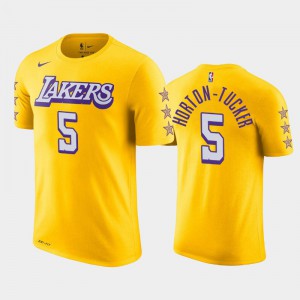 Men's Talen Horton-Tucker #5 City 2019-20 Gold Los Angeles Lakers T-Shirts 718487-414