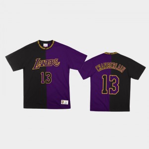 Men's Wilt Chamberlain #13 Los Angeles Lakers Purple Black Two-Tone Classic Split Color T-Shirt 820436-845