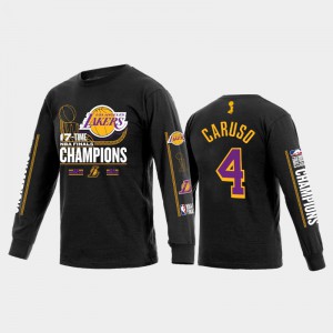 Mens Alex Caruso #4 17Times Long Sleeve Black 2020 NBA Finals Champions Los Angeles Lakers T-Shirt 512286-216