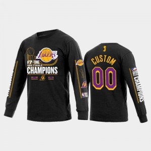 Men #00 Black 2020 NBA Finals Champions Custom 17Times Long Sleeve Los Angeles Lakers T-Shirts 685166-549