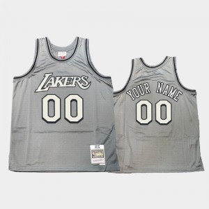 Men #00 Los Angeles Lakers Custom Throwback Metal Works Hardwood Classics Gray Jerseys 260528-228