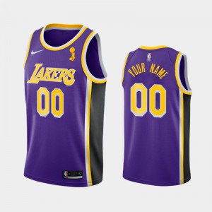 Men's #00 Purple Custom Statement Los Angeles Lakers 2020 NBA Finals Champions Jersey 753629-632