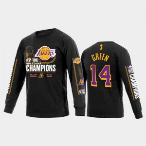 Mens Danny Green #14 Black 17Times Long Sleeve 2020 NBA Finals Champions Los Angeles Lakers T-Shirts 693759-417