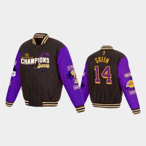 Men Danny Green #14 Black 2020 NBA Finals Champions Los Angeles Lakers 17Times Palm Full-Snap Jacket 764857-197