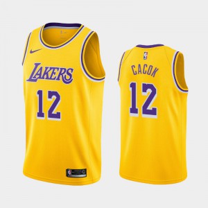 Men's Devontae Cacok #12 Los Angeles Lakers Gold Icon 2019-20 Jerseys 986476-757