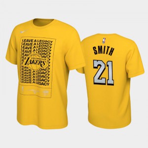 Mens J.R. Smith #21 Leave a Legacy Mantra 2020 NBA Playoffs Bound Gold Los Angeles Lakers T-Shirt 548465-347