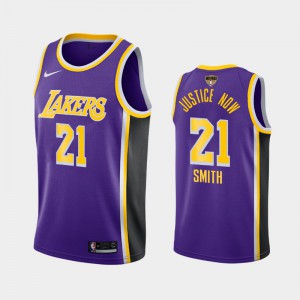Mens J.R. Smith #21 2020 NBA Finals Bound Los Angeles Lakers Purple Justice Now Statement Jersey 497541-366