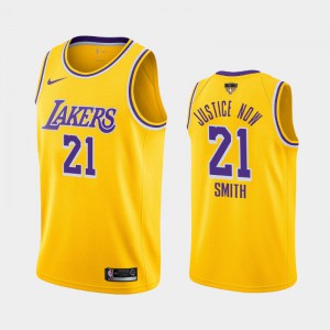 Men's J.R. Smith #21 Yellow 2020 NBA Finals Bound Los Angeles Lakers Justice Now Icon Jerseys 862010-714