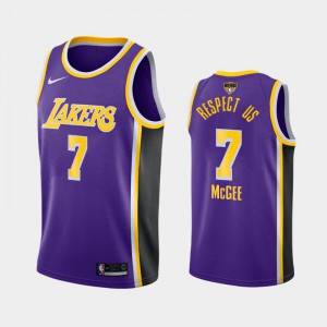 Men's JaVale McGee #7 Respect Us Statement Los Angeles Lakers 2020 NBA Finals Bound Purple Jersey 877783-189