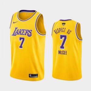 Men JaVale McGee #7 Yellow Respect Us Icon 2020 NBA Finals Bound Los Angeles Lakers Jersey 161181-377