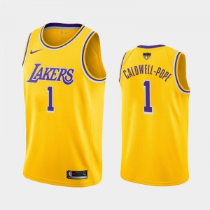 Men's Kentavious Caldwell-Pope #1 Yellow Los Angeles Lakers Icon 2020 NBA Finals Bound Jerseys 430773-699