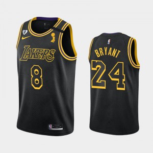 Men's Kobe Bryant #24 2020 NBA Finals Champions Tribute Kobe and Gianna Dual Number Los Angeles Lakers Black Jersey 362992-632