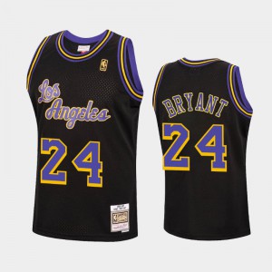 Men Kobe Bryant #24 Los Angeles Lakers Black Hardwood Classics Reload Jersey 144432-712