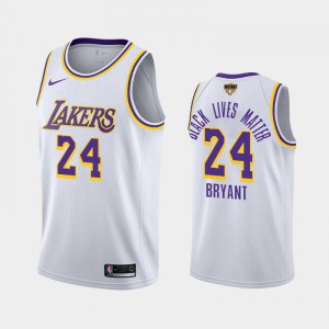 Mens Kobe Bryant #24 White Black Lives Matter Association Los Angeles Lakers 2020 NBA Finals Bound Jerseys 464716-818