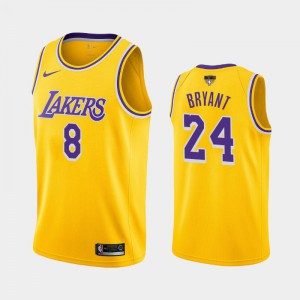 Men's Kobe Bryant #8 Yellow Los Angeles Lakers Icon Dual Number 2020 NBA Finals Bound Jersey 695352-570