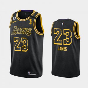Men LeBron James #23 2020 NBA Finals Champions Tribute Kobe and Gianna Los Angeles Lakers Black Jersey 631083-579