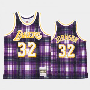 Men's Magic Johnson #32 Los Angeles Lakers Private School Purple jersey Jerseys 776176-909
