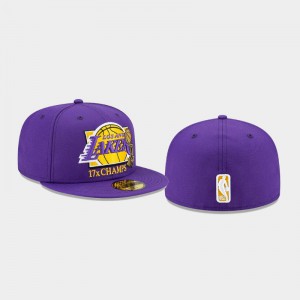 Men's 2020 NBA Finals Champions 2020 NBA Finals Multi Champs Trophy 59FIFTY Fitted Purple Los Angeles Lakers Hat 786997-597