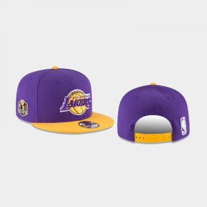Men Side Patch Two-Tone 9FIFTY Snapback Adjustable Purple Gold Los Angeles Lakers 2020 NBA Finals Champions Hat 241750-890