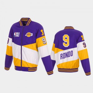 Men Rajon Rondo #9 2020 NBA Finals Champions Ripstop Full-Zip Los Angeles Lakers Purple Gold Jackets 425293-454
