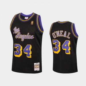 Mens Shaquille O'Neal #34 1996-97 Hardwood Classics Black Los Angeles Lakers Reload Jerseys 718643-930