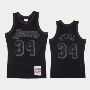 Men Shaquille O'Neal #34 Throwback Tonal Los Angeles Lakers 1996-97 Hardwood Classics Black Jerseys 627542-270