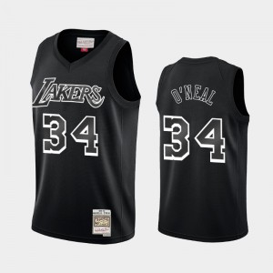Mens Shaquille O'Neal #34 Throwback White Logo Hardwood Classics Los Angeles Lakers Black Jersey 613265-212