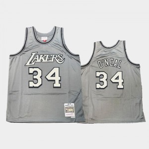 Mens Shaquille O'Neal #34 Hardwood Classics Gray Throwback Metal Works Los Angeles Lakers Jerseys 266516-489
