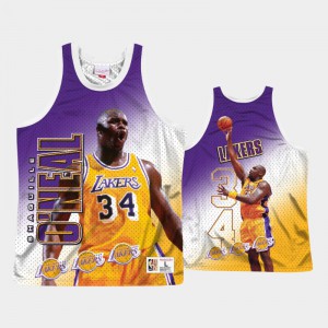 Men's Shaquille O'Neal #34 Purple Throwback Los Angeles Lakers Behind the Back Tank Top 748241-889