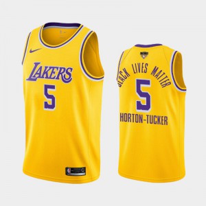 Mens Talen Horton-Tucker #5 Los Angeles Lakers Black Lives Matter Icon 2020 NBA Finals Bound Yellow Jerseys 643050-243