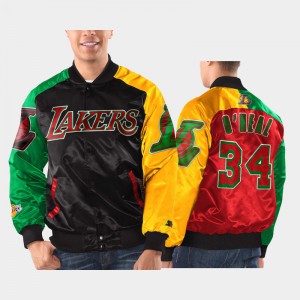 Mens Shaquille O'Neal #34 Starter x Ty Mopkins Los Angeles Lakers BHM Black Jacket 338490-481