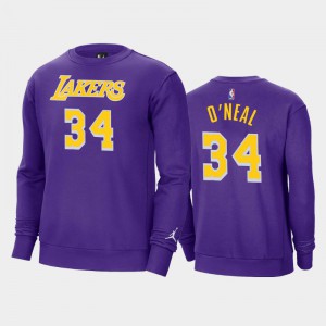 Men's Shaquille O'Neal #34 Jordan Brand Fleece Crew Statement Los Angeles Lakers Purple Sweatshirt 245536-741