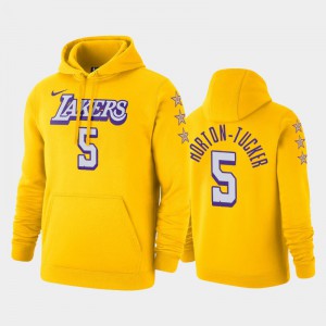 Men's Talen Horton-Tucker #5 Los Angeles Lakers Gold Pullover City Hoodies 202181-679