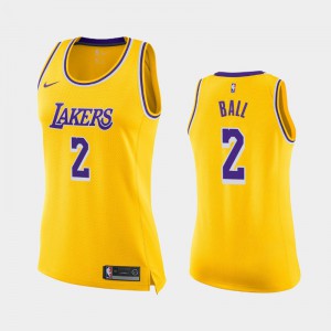 Womens Lonzo Ball #2 Icon Gold 2018-19 Los Angeles Lakers Jersey 895589-156
