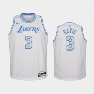 Youth(Kids) Anthony Davis #3 White City Los Angeles Lakers 2020-21 Jerseys 901603-476