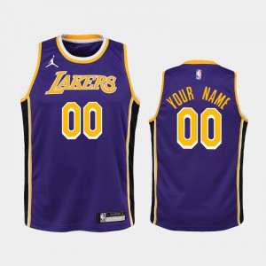 Youth(Kids) #00 Statement Los Angeles Lakers 2020-21 Custom Purple Jersey 414998-481