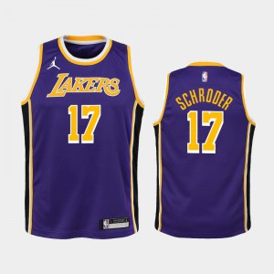 Youth(Kids) Dennis Schroder #17 Los Angeles Lakers Statement Purple 2020-21 Jersey 849342-869
