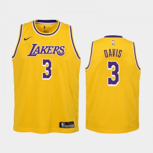 Youth(Kids) Anthony Davis #3 Los Angeles Lakers Icon Gold Jerseys 235357-522