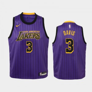Youth(Kids) Anthony Davis #3 Los Angeles Lakers City Purple Jerseys 376853-238