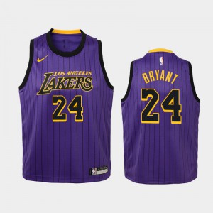 Youth(Kids) Kobe Bryant #24 2018-19 City Purple Los Angeles Lakers Jersey 177776-179
