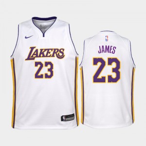 Youth(Kids) Lebron James #6 Los Angeles Lakers Association White Jersey 178701-864