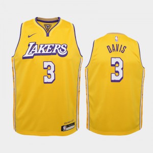 Youth Anthony Davis #3 Los Angeles Lakers 2019-20 City Gold Jersey 496332-737