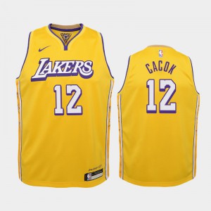 Youth(Kids) Devontae Cacok #12 Los Angeles Lakers 2019-20 City Gold Jersey 753591-654