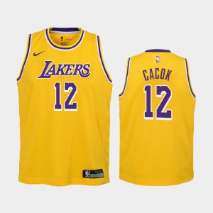 Youth Devontae Cacok #12 Gold Icon 2019-20 Los Angeles Lakers Jersey 860597-652