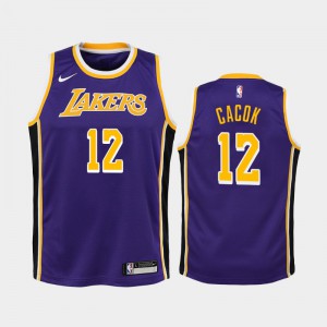 Youth(Kids) Devontae Cacok #12 Purple Statement 2019-20 Los Angeles Lakers Jerseys 432073-798